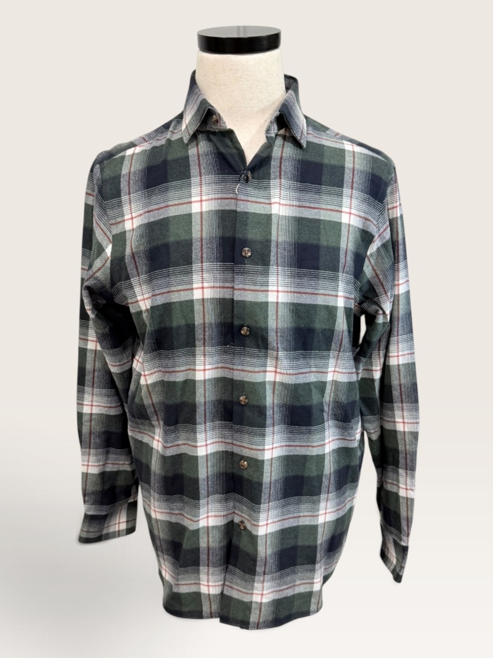 Hart Schaffner Marx Canclini 100% Cotton Plaid Flannel Button Down Shirt $150